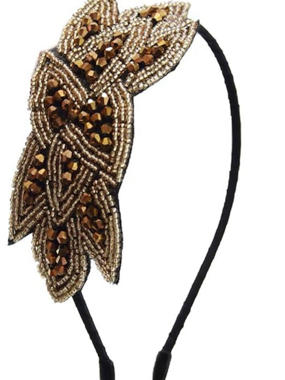 Flapper Headband Floral Leaf Flapper Headpiece Rhinestone 1920s - Picture 2 of 3